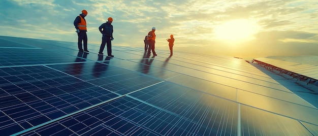 solar panel experts conducting maintenance installation_1161356 281429